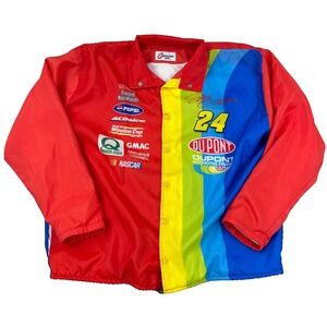 Vintage Jeff Gordon Jacket Men XL 90s Y2K Satin Windbreaker Lightweight Rainbow